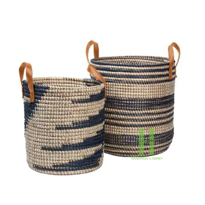 Panier de rangement écologique en jonc de mer avec couvercle Panier de rangement fait main OEM bas quantité minimale de commande de HNH Craft Vietnam - Product Image 2