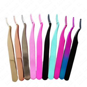 Premium Curved Stainless Steel Eyelash Tweezers with Colorful Tips Volume Lash Applicator <b>Tools</b> for Beauty Professionals - Product Image 3