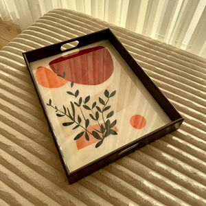 Plateau en bois imprimé artisanal, plateau décoratif en bois imprimé pour les boutiques de décoration intérieure, vente en gros, plateau de service - Product Image 1