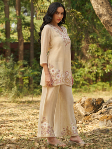 Ensemble Salwar Kameez pour femmes, en viscose ethnique, avec Kurta, Palazzo et Dupatta, brodé de motifs floraux, pour mariage, bal, Diwali et tenue décontractée - Product Image 3