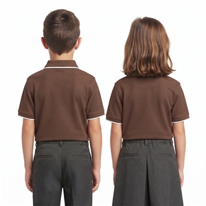 Polo en coton et polyester pour enfants, haut décontracté unisexe, personnalisable avec étiquette privée, manches courtes, col rabattu, boutonné - Product Image 2
