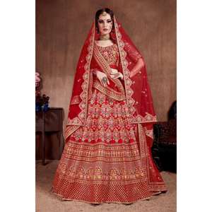 ชุดแต่งงานปักสีแดงออกแบบสำหรับเจ้าสาว lehenga choli - Product Image 5