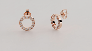 Pendientes Minimalistas de Oro de 18K con Diamantes, Pendientes Geométricos Circulares con Diamantes Pavé, Joyería Fina para Mujer, Uso Diario - Product Image 3