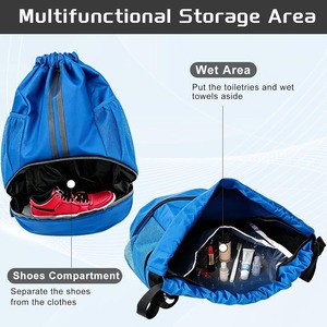 Wholesale Drawstring Gym Backpack with Shoe Compartment Sports <b>String</b> <b>Bag</b> for Soccer Basketball Swimming Beach Travel Men Women - Product Image 3