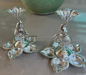 Nhảy Múa Voi 5 Diya Đứng, Dầu Bấc Diyas Đền Trang Trí Nội Thất Trang Trí Diwali Món Quà Trở Lại Ấn Độ Quà Tặng Đám Cưới Shagun Ủng hộ - Product Image 1