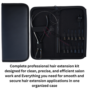 Kit de herramientas para extensiones de cabello negro con abridor de microperlas, alicates, gancho de bucle, enhebrador y agujas para coser extensiones de cabello - Product Image 5