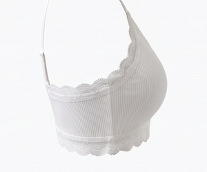 Conjunto de sujetador sin aros y bragas hipster blancas para mujer con ribete de encaje, tiro medio, 100% algodón, transpirable, ropa interior elegante - Product Image 5