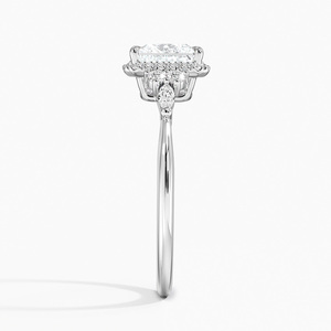 Bague BOJ 056 en argent 925, coupe princesse, avec halo de diamants Nadia, 2 carats, couleur D, VVS1, moissanite certifiée GRA, prix bas, bague de mariage - Product Image 3
