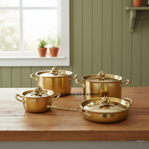 European Style Stainless Steel Serving <b>Pot</b> <b>Set</b> With Leaf Decorative Handles Casserole <b>Pots</b> Eco-Friendly Gas & <b>Induction</b> Ready - Product Image 2
