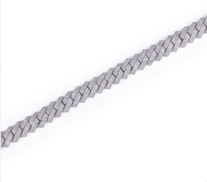 <b>Silver</b> Plated Men's Hip Hop Cuban Link <b>Bracelet</b> With Round Brilliant Cut Diamond Micro Insert Chain Style Gift Jewelry - Product Image 2