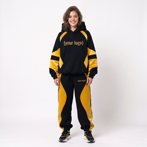 Conjunto Deportivo Personalizado Unisex Ecológico de Secado Rápido, 20% Poliéster 80% Algodón, Sudadera Holgada con Capucha y Pantalones Jogger, 2 Piezas, Estilo Urbano, Tejido Grueso - Product Image 1