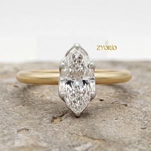 <b>Silver</b> Plated Marquise Cut Lab Grown Diamond Engagement <b>Ring</b> Luxury <b>Solitaire</b> Wedding <b>Ring</b> Women High Quality Fine Party VVS2 - Product Image 2