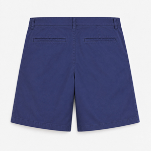 Shorts chino bleu marine pour homme, taille mi-haute, style décontracté avec boutons, poches latérales et arrière, 100% coton. - Product Image 5