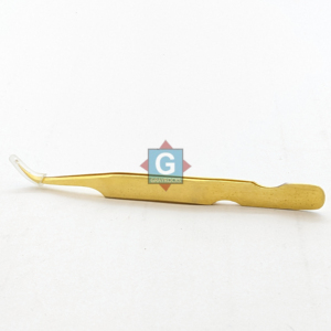 Pinzas para Pestañas con Punta Curva Chapadas en Oro, Acero Inoxidable, Herramienta Profesional de Maquillaje para Extensión de Pestañas Postizas - Product Image 4