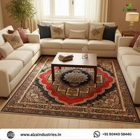 Premium Quality Living Room Carpet Rug | Traditional Ethnic Pattern Design | Elegant Floor Decor for Indian Homes Interior Decor