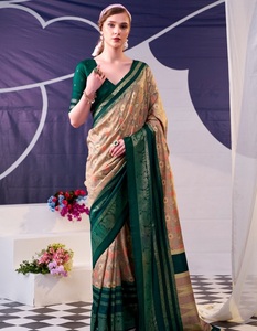 Sari indien traditionnel décontracté à imprimé floral pour un usage quotidien et des occasions festives pour femmes, tenue confortable, élégante et tendance - Product Image 1