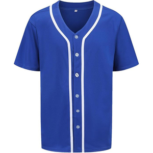 Royal Blue Blank <b>Baseball</b> Jersey Unisex Short Sleeve Mesh Fabric Performance Sportswear - Product Image 1