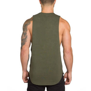 Camiseta sin mangas de algodón y elastano para hombre, estilo stringer, corte muscular, espalda en Y, para gimnasio, con bordado a máquina, transpirable, de secado rápido, para entrenamiento. - Product Image 2