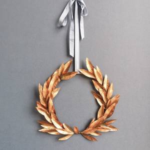 พวงหรีดใบลอเรลโลหะทองแดงโบราณทำมือ ตกแต่งผนังสไตล์โรมันสุดหรู ของประดับตกแต่งคริสต์มาสสำหรับตกแต่งบ้านสไตล์ยุโรป - Product Image 2