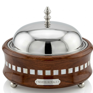 Imperial Heritage Ramadan Hotpot Set Luxury <b>Insulated</b> Durable Eco-Friendly Serving Chafing Dish Inlaid Wood Craftsmanship Chrome - Product Image 1