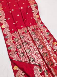 Sari Tradicional Indio de Seda Banarasi con Trabajo de Tejido Zari para Bodas y Eventos Festivos, Atuendo para Mujer - Product Image 1