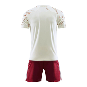Custom Men's Soccer Jersey Set White Marble Print <b>Red</b> Shorts V-Neck Short Sleeve Moisture Wicking Polyester Uniform - Product Image 2