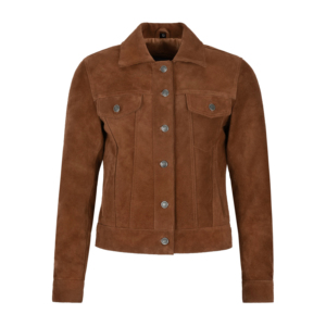 Custom 100% Genuine Cow Suede Leather <b>Womens</b> Motorcycle Trucker <b>Jacket</b> Summer Spring Classic Fit Private Label OEM Bulk - Product Image 6