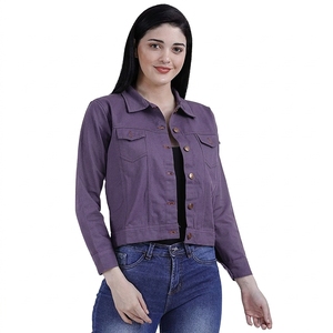 Veste utilitaire pour femme, vert olive, manches longues, col rabattu, coton, couleur unie, longueur courte, vêtements d'automne - Product Image 3
