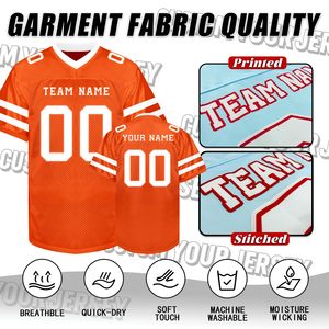 Custom Sublimated American Football Jersey <b>Men's</b> Short Sleeve V-Neck Breathable Mesh Team Name Number Printed All Seasons - Product Image 4