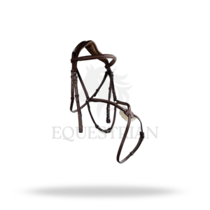 Bridon d'équitation anglais SPORT COLOR FIGURE 8 avec sangle de nez, surpiqûres fantaisie, taille complète, pour le confort du cheval - Product Image 3