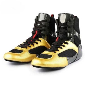 Zapatos de Boxeo Personalizados OEM para Hombre, de Caña Alta, Ligeros, Transpirables, en Dorado y Negro, Botas de Boxeo Profesionales, Zapatos de Lucha Libre - Product Image 2