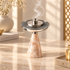 Brûleur à Bakhoor en Acier Inoxydable Effet Marbre, Brûleur à Oud Arabe, Support Décoratif pour Parfum d'Ambiance Maison Automne Printemps 100% Naturel - Product Image 3