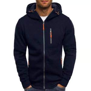 Conjunto de Sudadera con Capucha y Pantalones Deportivos Azul Marino para Hombre, Sudadera con Cierre, Chándal Informal de Felpa, Ropa Deportiva, Conjunto de Dos Piezas - Product Image 3