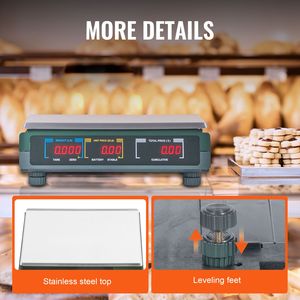 Bilancia Digitale Elettronica per Gastronomia 66 LB, Commerciale per Alimenti, Frutta, Carne, Prodotti, con Funzione di Conteggio e Display LED, Unità KG - Product Image 6