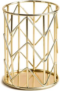 Organizador de Escritorio Redondo Minimalista de Metal, Soporte para Almacenamiento de Bolígrafos y Artículos Esenciales de Oficina, Diseño de Jaula Independiente, Acero Inoxidable - Product Image 6