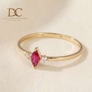 Nouvelle bague artisanale en or jaune massif 14 carats avec diamant de laboratoire et rubis sang de pigeon certifiés IGI, bijoux de luxe pour femmes - Product Image 2
