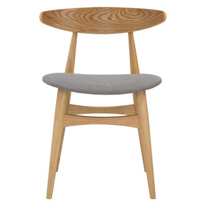 Dining Chair Malaysian <b>Oak</b> Bentwood Back Fabric Seat Contemporary <b>Light</b> Grey Home Restaurant Cafe Hotel - Product Image 4