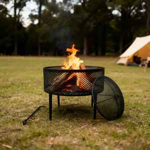 Brasero Portátil para Exteriores con Pantalla Antichispas, Cuenco de Acero para Leña, Calentador para Patio, Jardín, Camping, con Llameador - Product Image 1
