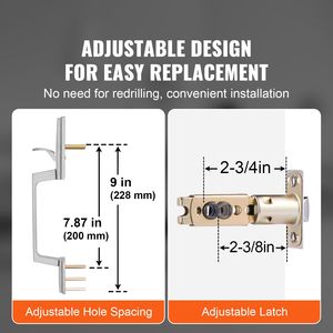 Adjustable Hole Space <b>Square</b> Entry Lever Front Door Handle <b>Set</b> Zinc Alloy Die Casting Reversible R Without Lock - Product Image 2