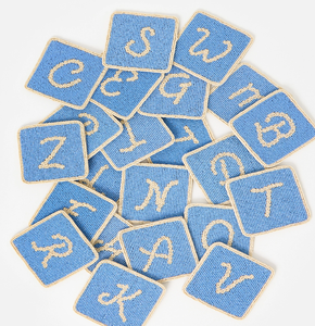Beaded Coaster Table Mat Cup Blue Alphabet Design Table Mats Pads Decorative Lettered Drink <b>Protectors</b> Coaster - Product Image 1