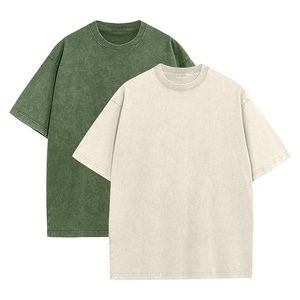 Camisetas de algodón grueso de 220 GSM para hombre, estilo vintage, lisas, con lavado ácido, extragrandes, al por mayor - Product Image 1