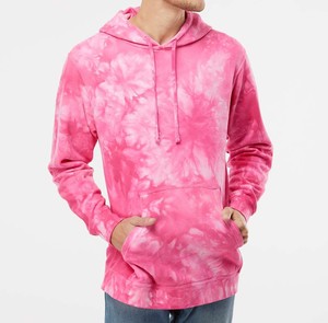 <b>Men's</b> <b>Tie</b>-Dye Hooded Sweatshirt Regular Fit Casual <b>Pink</b> Knitted Long Sleeve Pocket Front Streetwear Private Label Wholesale - Product Image 1