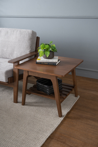 Mesa de Centro Moderna de Madera con Estante y Diseño Cónico para Salón y Sala de Estar - Product Image 3
