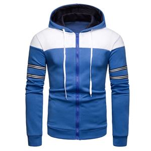 Ropa de calle personalizada de talla grande para hombre, ropa polar, Sudadera con capucha de manga larga, Patchwork, cremallera, rayas bordadas, Primavera - Product Image 5