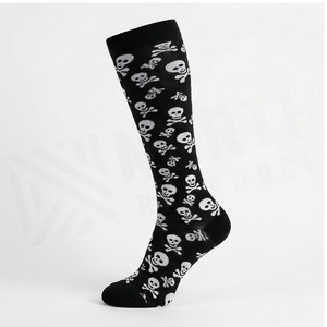 <b>Knee</b> <b>High</b> <b>Socks</b> Skull Pattern Black White Breathable Casual Wear for Adults Autumn Season Knitted Spandex Polyester - Product Image 3