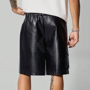 Premium Streetwear Solid Casual Men's <b>Leather</b> <b>Shorts</b> with Modern Fit Durable Construction Eco-Friendly & Lightweight Design - Product Image 2