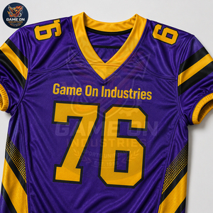 Uniforme de Fútbol Americano Personalizado en Oro Púrpura, Pantalones y Camiseta para Equipo Deportivo, Ropa Deportiva para Entrenamiento, Juego y Competencia Profesional - Product Image 5