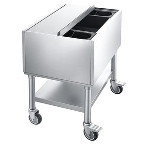 Contenitore per Ghiaccio in Acciaio Inox per Cucina Commerciale, Capacità Massima 65,1 Qt, Coperchio Scorrevole, 24 X 19 X 35 Pollici, Portabottiglie - Product Image 1