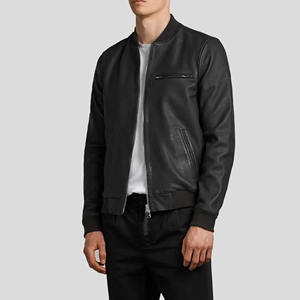 Blouson aviateur homme personnalisé en cuir véritable noir, coupe ajustée, en peau de mouton souple, style streetwear décontracté, vêtement d'extérieur léger - Product Image 6
