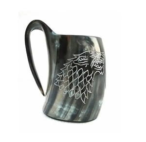 Mug artisanal en corne naturelle pour bière et café |   Mug à boire artisanal de style viking rustique pour bar et maison - Product Image 4